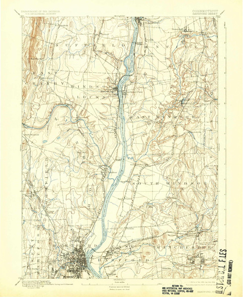 Hartford, Connecticut 1892 (1925) USGS Old Topo Map Reprint 15x15 CT Quad 331054