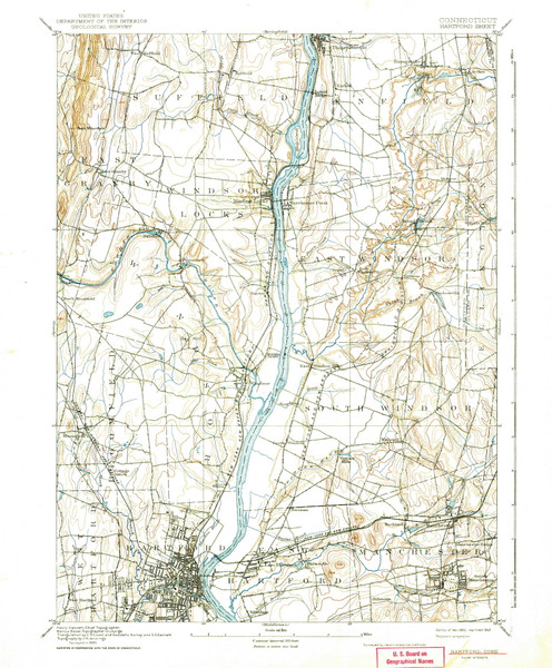Hartford, CT 1892 (1942) USGS Old Topo Map Reprint 15x15 CT Quad 331056