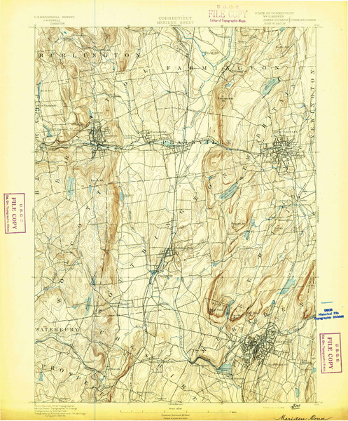 Meriden, CT 1892 (1892) USGS Old Topo Map Reprint 15x15 CT Quad 331057