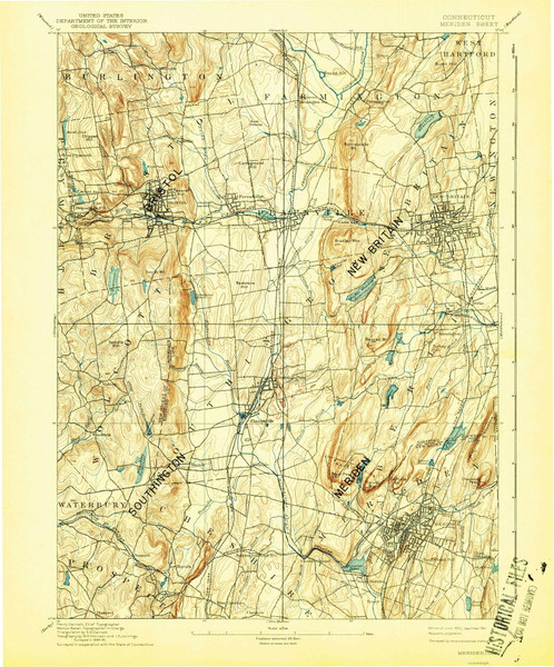 Meriden, CT 1893 (1941) USGS Old Topo Map Reprint 15x15 CT Quad 331066