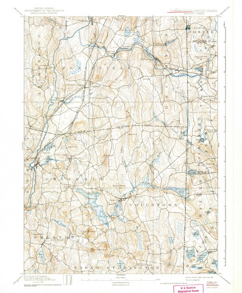 Moosup, CT 1893 (1941) USGS Old Topo Map Reprint 15x15 CT Quad 331076