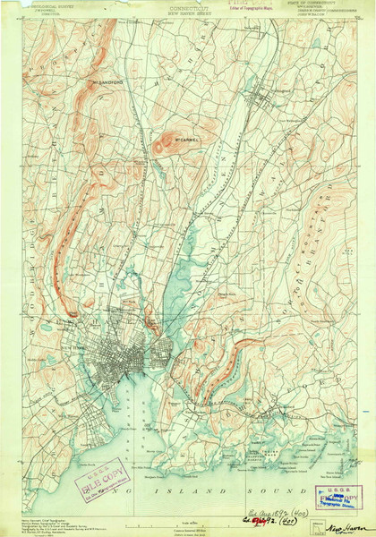 New Haven, CT 1892 (1892) USGS Old Topo Map Reprint 15x15 CT Quad 331085