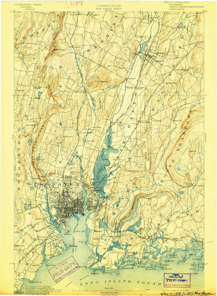 New Haven, CT 1892 (1898) USGS Old Topo Map Reprint 15x15 CT Quad 331087