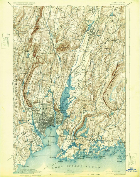New Haven, CT 1892 (1932) USGS Old Topo Map Reprint 15x15 CT Quad 331096