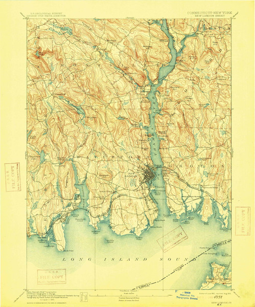 New London, CT 1893 (1915) USGS Old Topo Map Reprint 15x15 CT Quad 331107