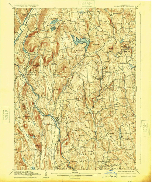 New Milford, CT 1904 (1925) USGS Old Topo Map Reprint 15x15 CT Quad 331118