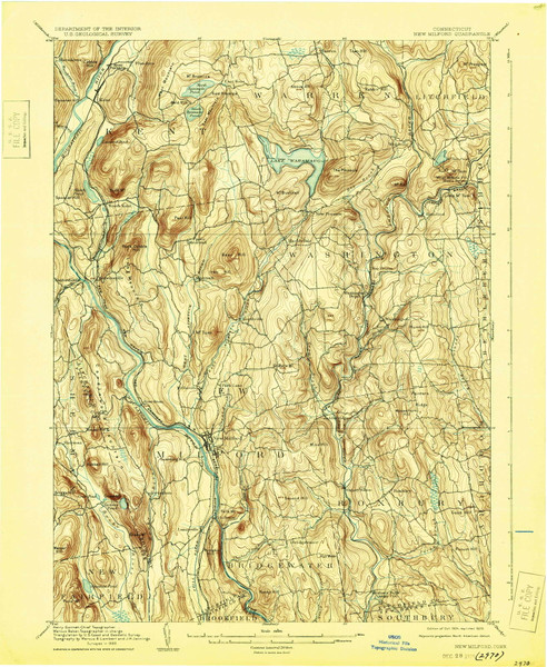 New Milford, CT 1904 (1929) USGS Old Topo Map Reprint 15x15 CT Quad 331119