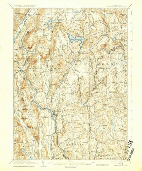 New Milford, CT 1904 (1935) USGS Old Topo Map Reprint 15x15 CT Quad 331120