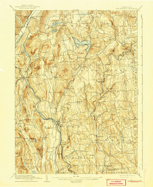 New Milford, CT 1904 (1941) USGS Old Topo Map Reprint 15x15 CT Quad 331121