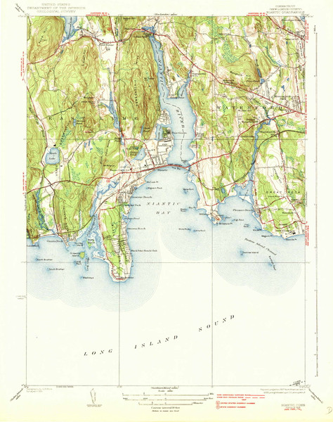 Niantic, CT 1938 (1938) USGS Old Topo Map Reprint 15x15 CT Quad 461318
