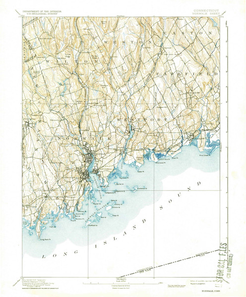Norwalk, CT 1893 (1937) USGS Old Topo Map Reprint 15x15 CT Quad 331135
