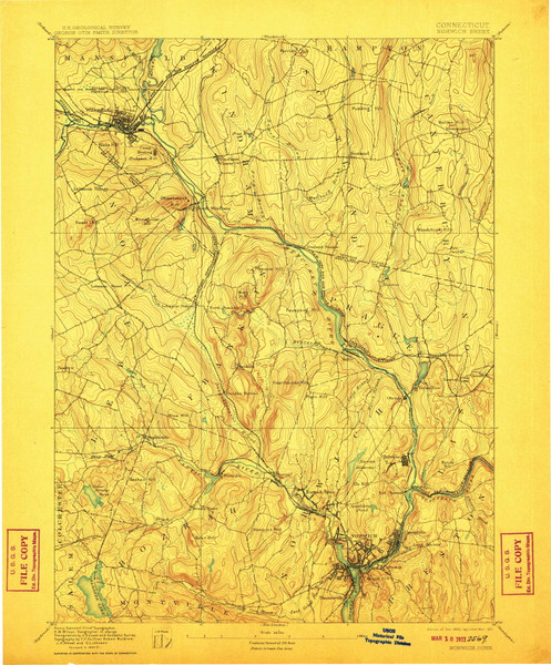 Norwich, CT 1892 (1911) USGS Old Topo Map Reprint 15x15 CT Quad 331141