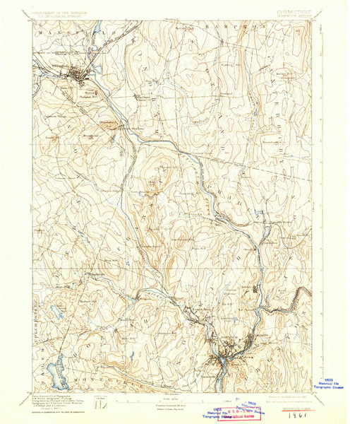 Norwich, CT 1892 (1925) USGS Old Topo Map Reprint 15x15 CT Quad 331143