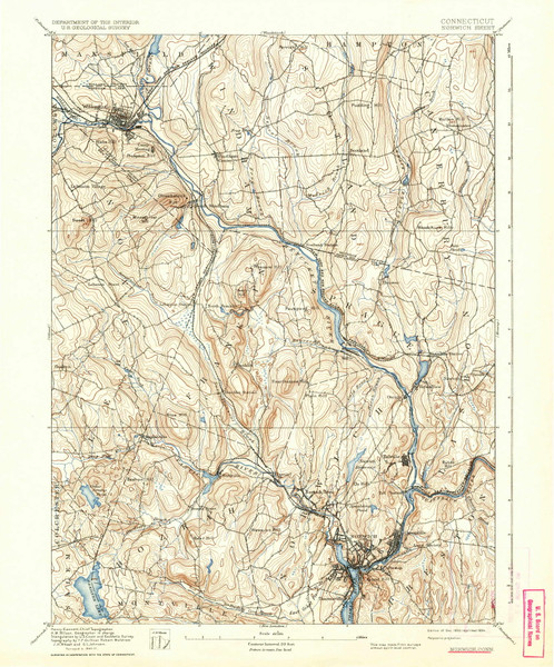 Norwich, Connecticut 1892 (1934) USGS Old Topo Map Reprint 15x15 CT Quad 331144
