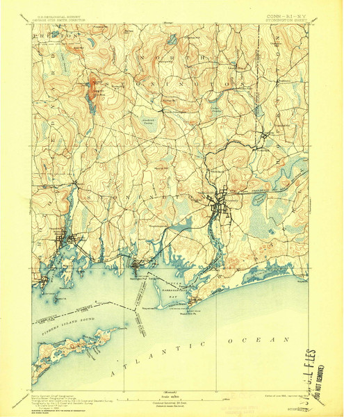 Stonington, CT 1893 (1914) USGS Old Topo Map Reprint 15x15 CT Quad 331173