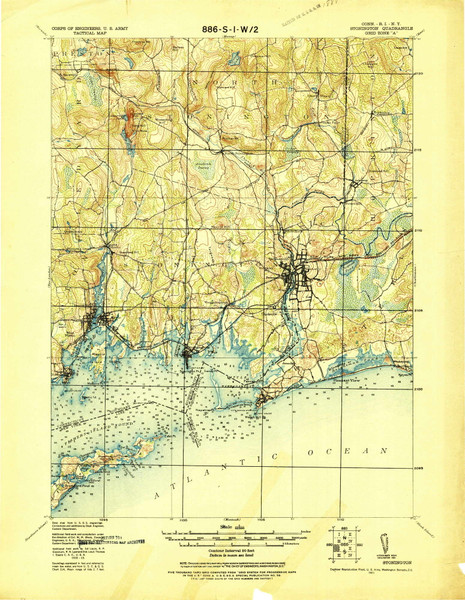 Stonington, CT 1921 (1921) USGS Old Topo Map Reprint 15x15 CT Quad 331174