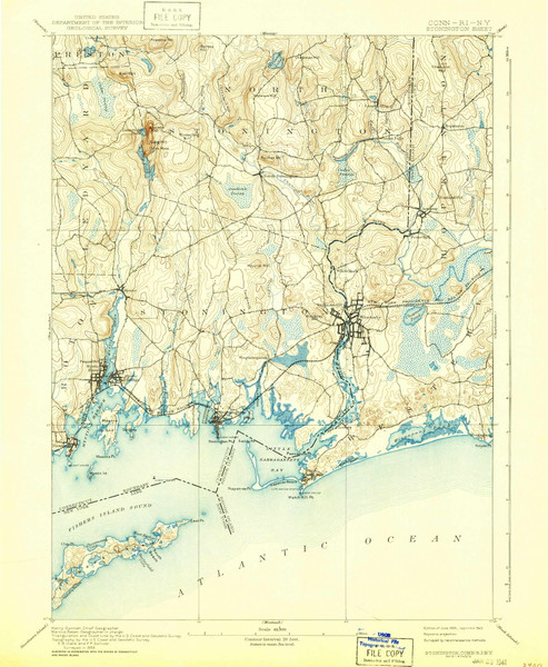 Stonington, CT 1893 (1940) USGS Old Topo Map Reprint 15x15 CT Quad 331177
