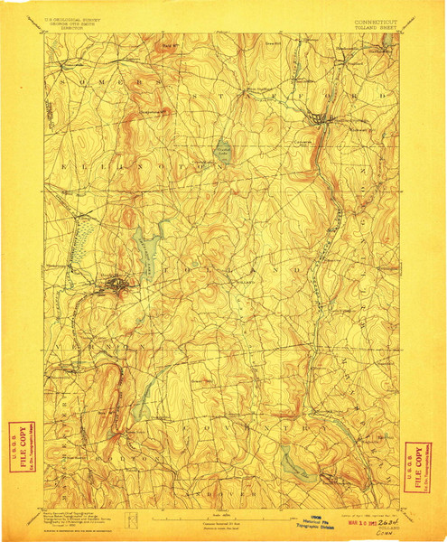 Tolland, CT 1892 (1911) USGS Old Topo Map Reprint 15x15 CT Quad 331181