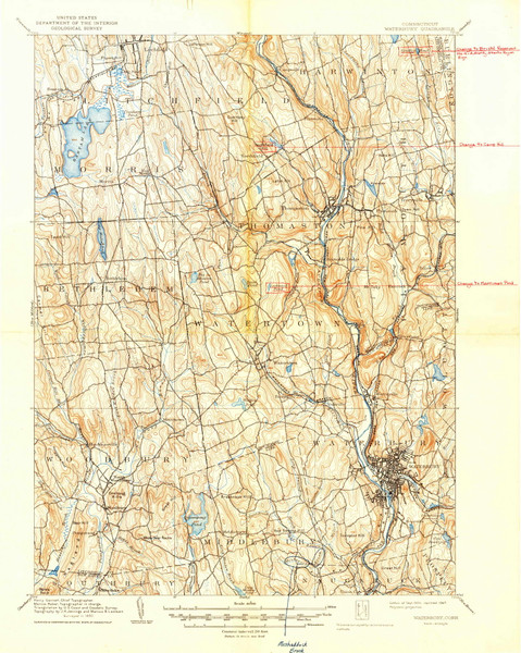 Waterbury, CT 1904 (1947) USGS Old Topo Map Reprint 15x15 CT Quad 461168
