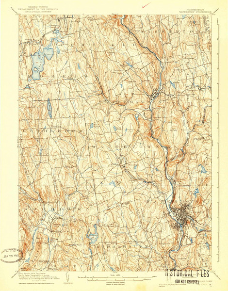 Waterbury, CT 1904 (1940) USGS Old Topo Map Reprint 15x15 CT Quad 461169