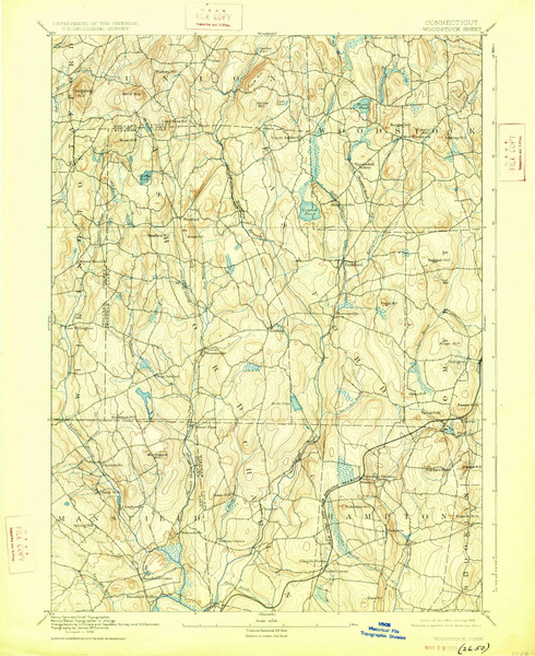 Woodstock, CT 1892 (1926) USGS Old Topo Map Reprint 15x15 CT Quad 331205