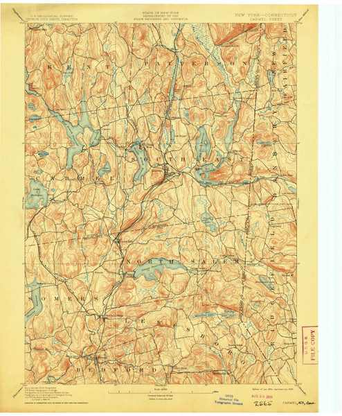 Carmel, NY 1894 (1909) USGS Old Topo Map Reprint 15x15 NY Quad 140441