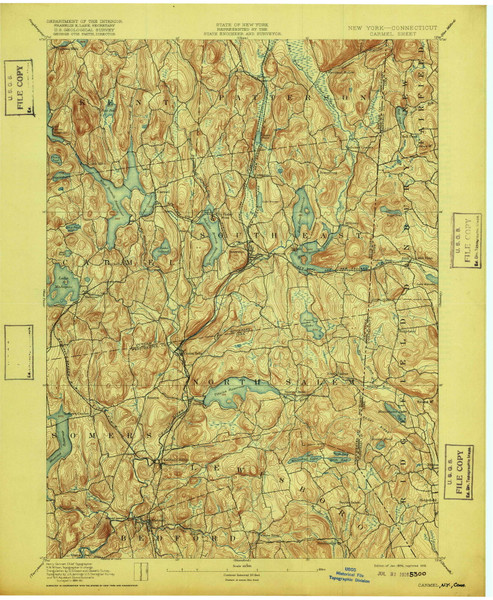Carmel, NY 1894 (1916) USGS Old Topo Map Reprint 15x15 NY Quad 140443