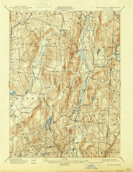 Clove, NY 1901 (1938) USGS Old Topo Map Reprint 15x15 NY Quad 255473