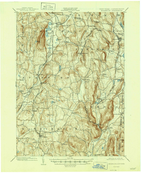 Millbrook, NY 1902 (1946) USGS Old Topo Map Reprint 15x15 NY Quad 130579