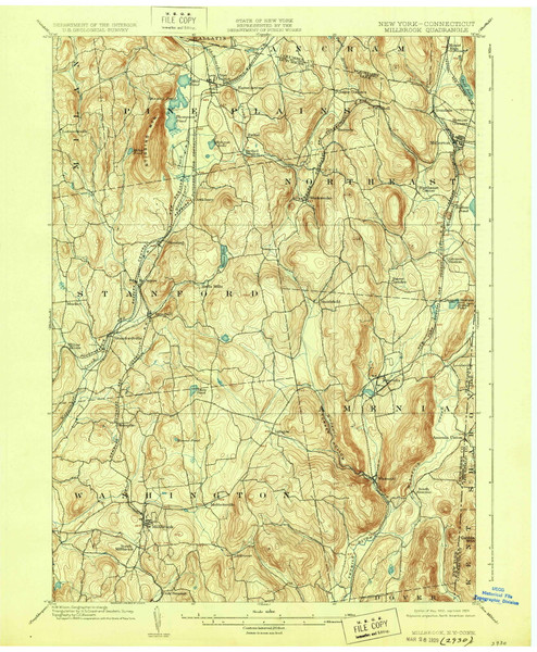 Millbrook, NY 1902 (1929) USGS Old Topo Map Reprint 15x15 NY Quad 144183