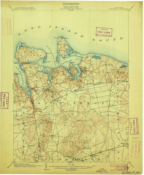 Northport, NY 1903 (1906) USGS Old Topo Map Reprint 15x15 NY Quad 144140