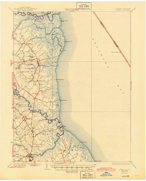 Bowers, Delaware 1936 (1945) USGS Old Topo Map Reprint 15x15 DE Quad 255729