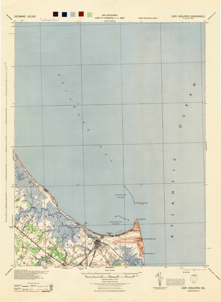 Cape Henlopen, Delaware 1944 (1944) USGS Old Topo Map Reprint 15x15 DE Quad 255738