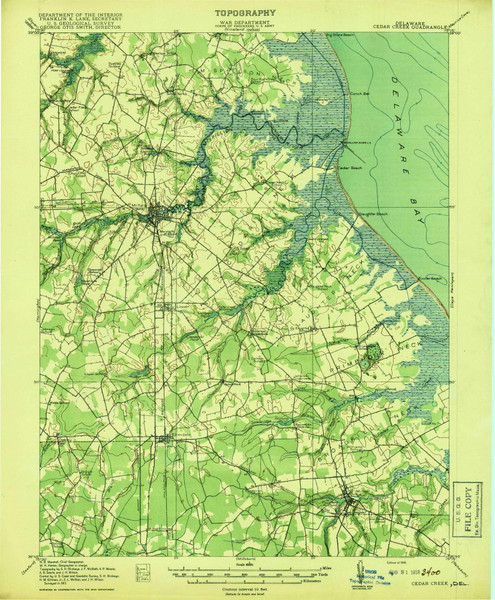 Cedar Creek, Delaware 1918 (1918) USGS Old Topo Map Reprint 15x15 DE Quad 255740
