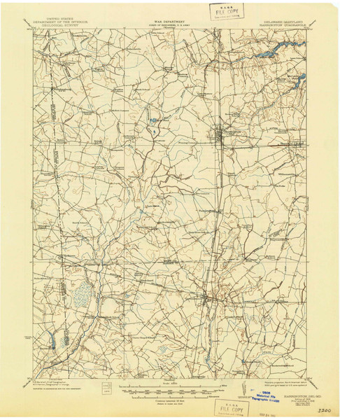 Harrington, Delaware 1918 (1945) USGS Old Topo Map Reprint 15x15 DE Quad 255761