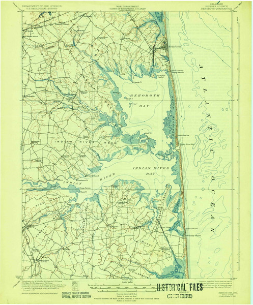 Rehoboth, Delaware 1918 (1928) USGS Old Topo Map Reprint 15x15 DE Quad 255771