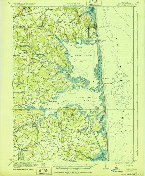 Rehoboth, Delaware 1918 (1928) USGS Old Topo Map Reprint 15x15 DE Quad 255772