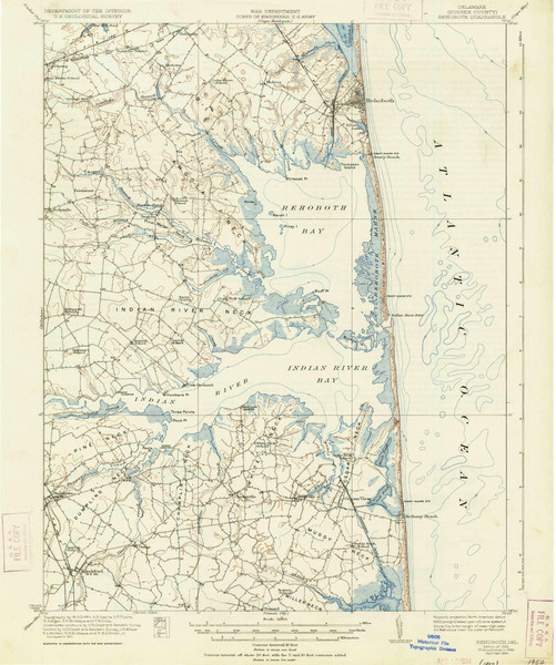 Rehoboth, Delaware 1918 (1934) USGS Old Topo Map Reprint 15x15 DE Quad 255774