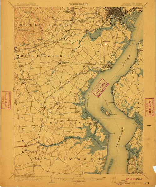 Wilmington, Delaware 1906 (1910) USGS Old Topo Map Reprint 15x15 DE Quad 255799