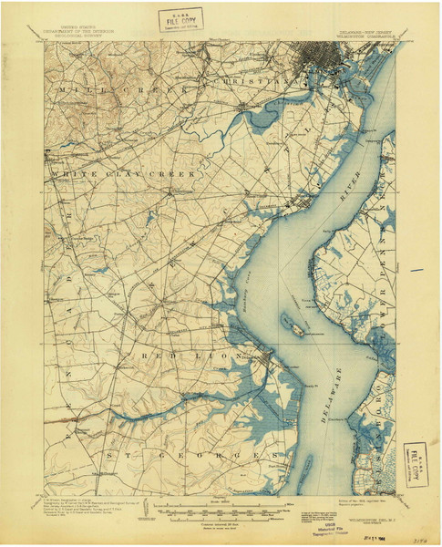 Wilmington, Delaware 1906 (1944) USGS Old Topo Map Reprint 15x15 DE Quad 255806