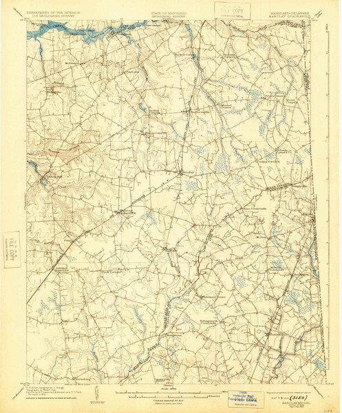 Barclay, Maryland 1905 (1924) USGS Old Topo Map Reprint 15x15 DE Quad 257296