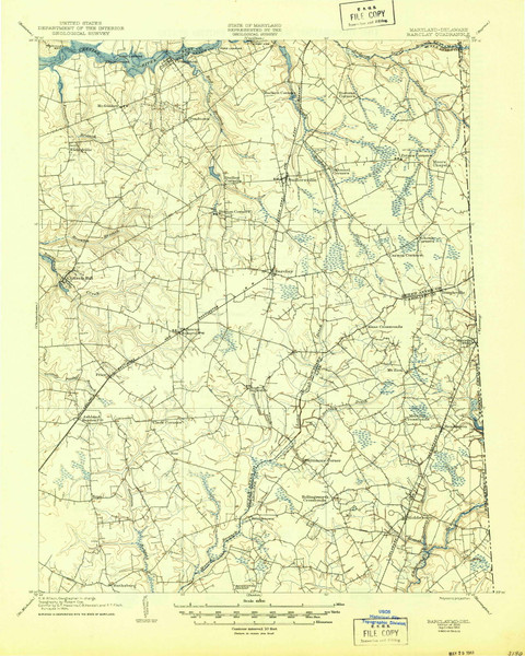 Barclay, Maryland 1905 (1944) USGS Old Topo Map Reprint 15x15 DE Quad 257298