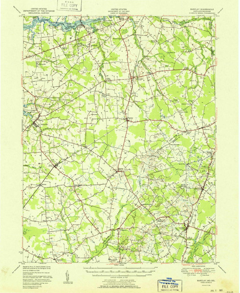 Barclay, Maryland 1951 (1951) USGS Old Topo Map Reprint 15x15 DE Quad 257299