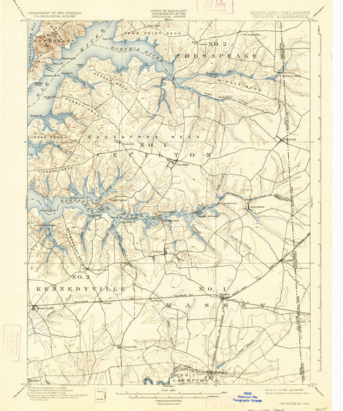 Cecilton, Maryland 1900 (1934) USGS Old Topo Map Reprint 15x15 DE Quad 257330