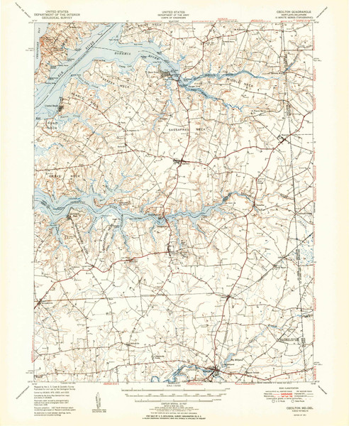 Cecilton, Maryland 1951 (1951) USGS Old Topo Map Reprint 15x15 DE Quad 257333