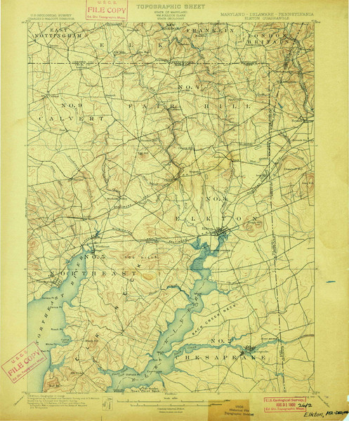 Elkton, Maryland 1900 (1900) USGS Old Topo Map Reprint 15x15 DE Quad 257361
