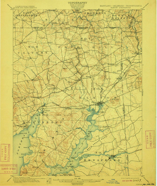 Elkton, Maryland 1900 (1912) USGS Old Topo Map Reprint 15x15 DE Quad 257363