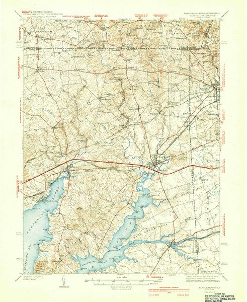 Elkton, Maryland 1942 (1942) USGS Old Topo Map Reprint 15x15 DE Quad 257369