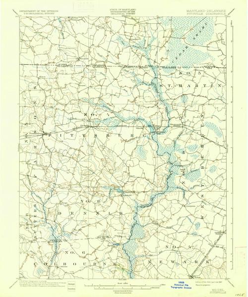 Pittsville, Maryland 1902 (1937) USGS Old Topo Map Reprint 15x15 DE Quad 257611
