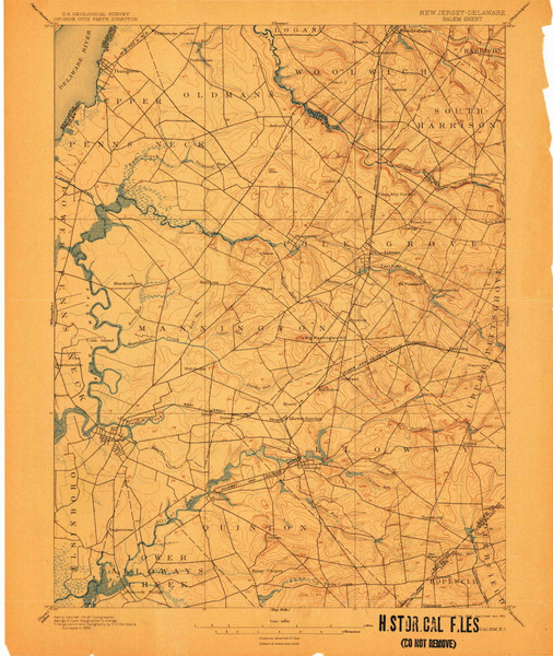 Salem, New Jersey 1898 (1911) USGS Old Topo Map Reprint 15x15 DE Quad 255355